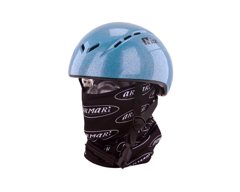 NICE Uni schaatshelm blauw glitter