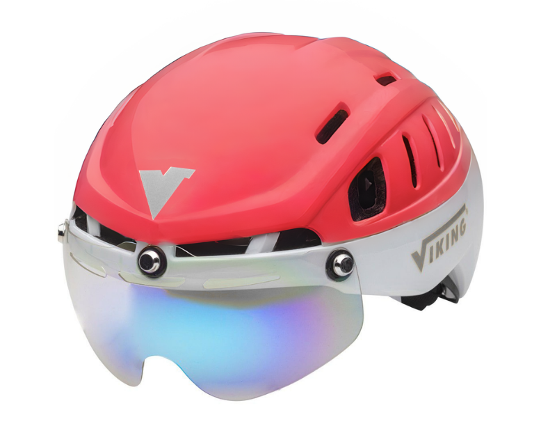 Viking Sparrow schaatshelm Wit/Roze met vizier